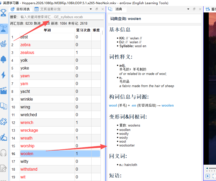SCREENSHOT: screenshot-19-01 词典面板，显示搜索框和查词结果